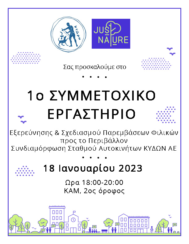 1ο Συμμετοχικό Εργαστήριο Εξερεύνησης & Σχεδιασμού Παρεμβάσεων Φιλικών προς το Περιβάλλον